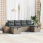 Preview: ARDEBO.de - Gartensofa-set 6 stk. Grau Poly-Rattan