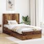 Preview: ARDEBO.de - Bettgestell mit Stauraum und Kopfteil Altholz 90 x 190 cm