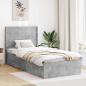 Preview: ARDEBO.de - Bettgestell mit Stauraum und Kopfteil Betongrau 75 x 190 cm