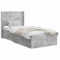 Preview: Bettgestell mit Stauraum und Kopfteil Betongrau 75 x 190 cm