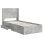 Preview: Bettgestell mit Stauraum und Kopfteil Betongrau 75 x 190 cm