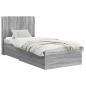 Preview: Bettgestell mit Stauraum und Kopfteil Grau Sonoma 75 x 190 cm