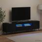 Preview: ARDEBO.de - 3-teiliges LED TV Regal Schwarz Holzwerkstoff