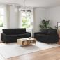 Preview: ARDEBO.de - Sofa Set 2 stk. Schwarz Stoff