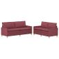 Preview: Sofa Set 2 stk. Weinrot Stoff