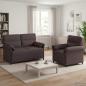 Preview: ARDEBO.de - Sofa Set 2 stk. Dunkelbraun Stoff