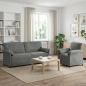 Preview: ARDEBO.de - Sofa Set 2 stk. Dunkelgrau Samt