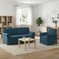 Preview: ARDEBO.de - Sofa Set 2 stk. Blau Samt