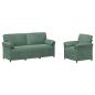 Preview: Sofa Set 2 stk. Meergrün Samt