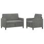 Preview: Sofa Set mit Stauraum 2 stk. Dunkelgrau Polyester
