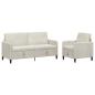 Preview: ARDEBO.de - Sofa Set mit Stauraum 2 stk. Creme Polyester