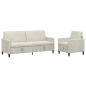 Preview: Sofa Set mit Stauraum 2 stk. Creme Polyester