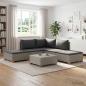 Preview: ARDEBO.de - 6 Stk. Rattan-Lounge-Set mit Kissen GENDT Naturrattan Kubu Grau