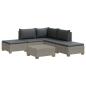 Preview: 6 Stk. Rattan-Lounge-Set mit Kissen GENDT Naturrattan Kubu Grau