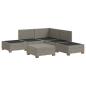 Preview: 6 Stk. Rattan-Lounge-Set mit Kissen GENDT Naturrattan Kubu Grau