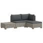 Preview: 4 stk. Rattan-Lounge-Set mit Kissen GENDT Naturrattan Kubu Grau