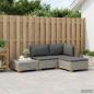 Preview: 4 stk. Rattan-Lounge-Set mit Kissen GENDT Naturrattan Kubu Grau