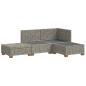 Preview: 4 stk. Rattan-Lounge-Set mit Kissen GENDT Naturrattan Kubu Grau