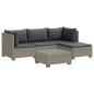 Preview: 5 Stk. Rattan-Lounge-Set mit Kissen GENDT Naturrattan Kubu Grau
