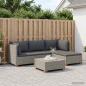 Preview: 5 Stk. Rattan-Lounge-Set mit Kissen GENDT Naturrattan Kubu Grau