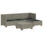 Preview: 5 Stk. Rattan-Lounge-Set mit Kissen GENDT Naturrattan Kubu Grau