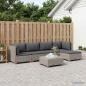 Preview: 6 Stk. Rattan-Lounge-Set mit Kissen GENDT Naturrattan Kubu Grau