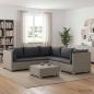 Preview: ARDEBO.de - 6 Stk. Rattan-Lounge-Set mit Kissen GENDT Naturrattan Kubu Grau
