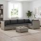 Preview: ARDEBO.de - 6 Stk. Rattan Lounge Set mit Kissen GENDT Naturrattan Kubu Grau