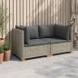 Preview: ARDEBO.de - 2 Stk. Rattan-Lounge-Set mit Kissen GENDT Naturrattan Kubu Grau