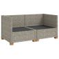 Preview: 2 Stk. Rattan-Lounge-Set mit Kissen GENDT Naturrattan Kubu Grau