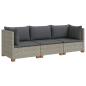 Preview: 3 Stk. Rattan-Lounge-Set mit Kissen GENDT Naturrattan Kubu Grau