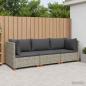 Preview: 3 Stk. Rattan-Lounge-Set mit Kissen GENDT Naturrattan Kubu Grau