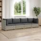 Preview: ARDEBO.de - 4 Stk. Rattan-Lounge-Set mit Kissen GENDT Naturrattan Kubu Grau