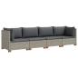 Preview: 4 Stk. Rattan-Lounge-Set mit Kissen GENDT Naturrattan Kubu Grau