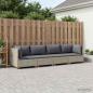 Preview: 4 Stk. Rattan-Lounge-Set mit Kissen GENDT Naturrattan Kubu Grau