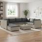 Preview: ARDEBO.de - 9 Stk. Rattan Lounge Set mit Kissen GENDT Naturrattan Kubu Grau