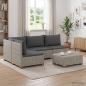 Preview: ARDEBO.de - 5 Stk. Rattan-Lounge-Set mit Kissen GENDT Naturrattan Kubu Grau