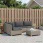 Preview: 5 Stk. Rattan-Lounge-Set mit Kissen GENDT Naturrattan Kubu Grau