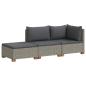 Preview: 3 Stk. Rattan-Lounge-Set mit Kissen GENDT Naturrattan Kubu Grau