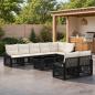 Preview: ARDEBO.de - Gartensofa-set 9 stk. Schwarz und Cremeweiß Poly-Rattan