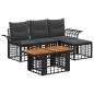 Preview: Gartensofa-set 5 stk. Schwarz und Dunkelgrau Poly-Rattan