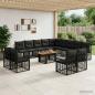 Preview: ARDEBO.de - Gartensofa-set 14 stk. Schwarz und Dunkelgrau Poly-Rattan