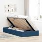 Preview: Ottoman Bettgestell mit Speicher Blau 90 x 200 cm Stoff
