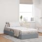 Preview: ARDEBO.de - Ottoman Bettgestell mit Speicher Hellgrau 100 x 200 cm Stoff