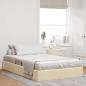 Preview: ARDEBO.de - Ottoman Bettgestell mit Speicher Creme 120 x 200 cm Stoff