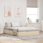 Preview: ARDEBO.de - Ottoman Bettgestell mit Speicher Creme 140 x 200 cm Stoff