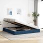 Preview: Ottoman Bettgestell mit Speicher Blau 200 x 200 cm Stoff