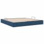 Preview: Ottoman Bettgestell mit Speicher Blau 200 x 200 cm Stoff