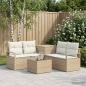 Preview: ARDEBO.de - Sofa Set 6 stk. Beige und Cremeweiß Polyrattan und Stahl