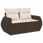 Preview: Sofa Set 5 stk. Braun und Creme Weiß Polyrattan und Stahl